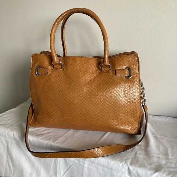 MICHAEL KORS Tan Brown Acorn Hamilton Jet Set Selma Satchel Shoulder Bag - Picture 3 of 10